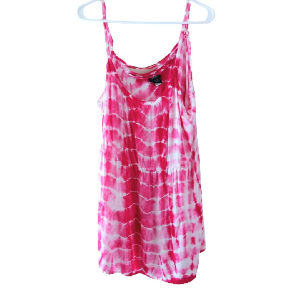 Torrid Pink and White Tie Dye Spaghetti Strap Babydoll Cami Sank Torrid Sz 0